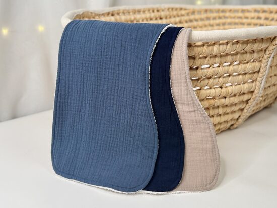 Muslīna dvielīši - 3 gb, zili bēšais