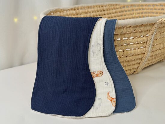 Muslīna dvielīši - 3 gb, zilais dino