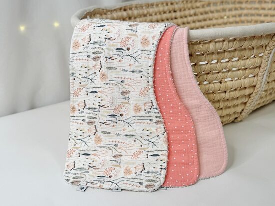 Muslīna dvielīši - 3 gb, rozā pļava