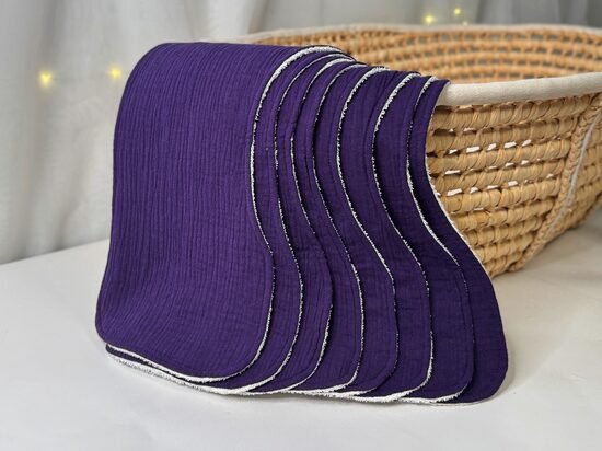 Muslīna dvielīši - 8 gb, tumši violeti