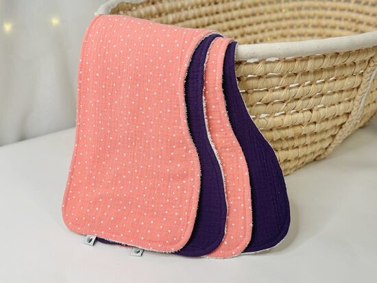 Muslīna dvielīši - 4 gb, violets & rozā