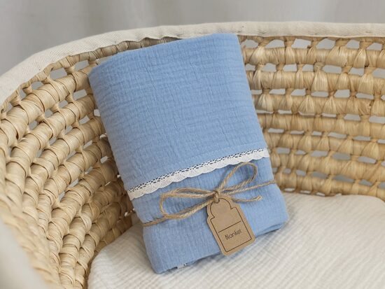 Muslīna sega - gaiši zila