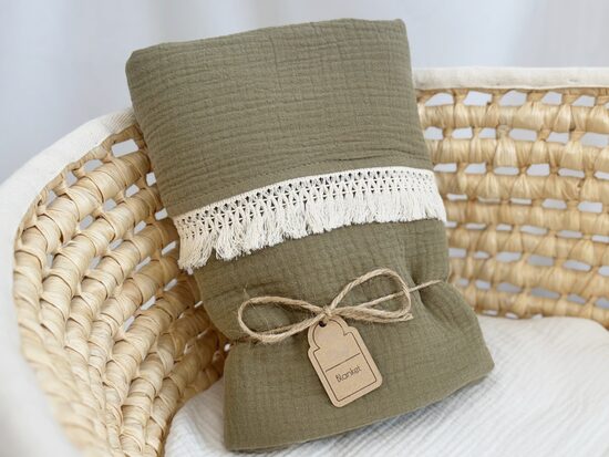 Muslīna sega - olīvzaļa